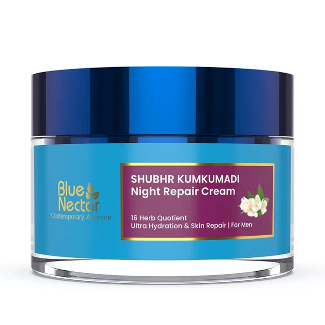 Crema notte nettare blu Kumkumadi con gelsomino per idratazione profonda uomo (50 gm)