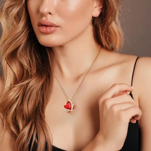 Élégant collier pendentif femme en or Rose avec Cristaux Cadeau Saint-Valentin