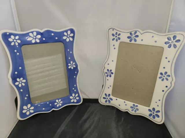 Ceramic Photoframes Blue & White/Each holds 1- 4.5 x 6.5" Photo/Pre-owned/VG Con