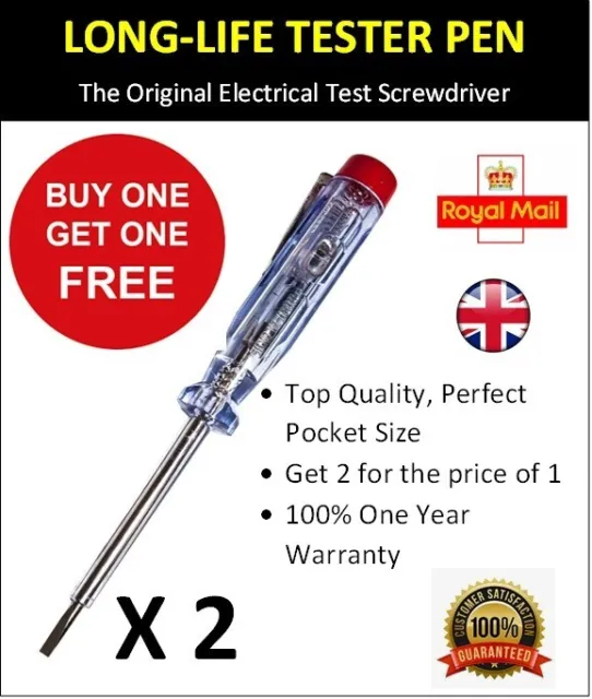 2 x Mains Tester Screwdriver Voltage Pen Electrical Test Screwdriver