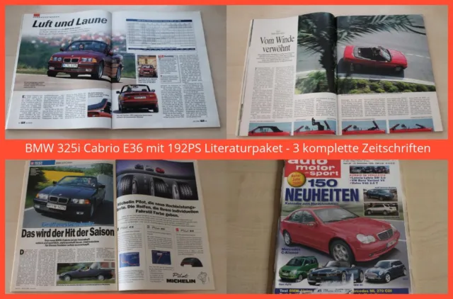 BMW 325i Cabrio E36 mit 192PS Literaturpaket - 3 komplette Zeitschriften