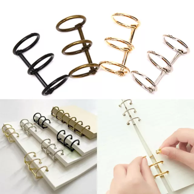 2 Stücke Metall 3 Ringe Loose Leaf Papierbinder DIY Notook Album Sammela HwC#w#