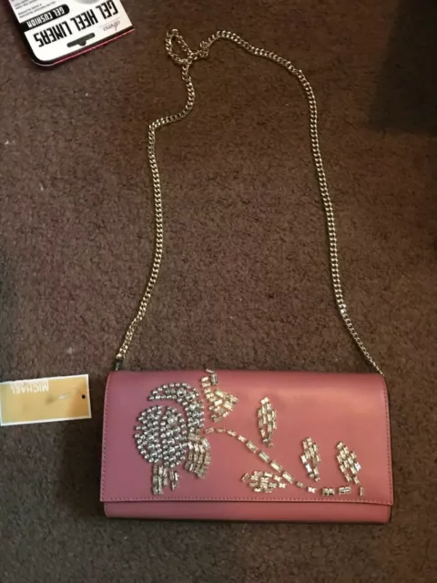 MICHAEL KORS BELLAMIE Embellished Leather Large East West Clutch