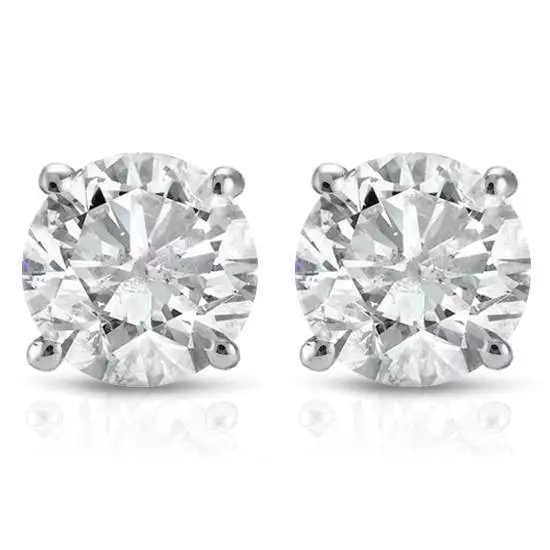 1/2Ct TW Round Real Diamond Studs Women's Earrings 14K White Or Yellow Gold