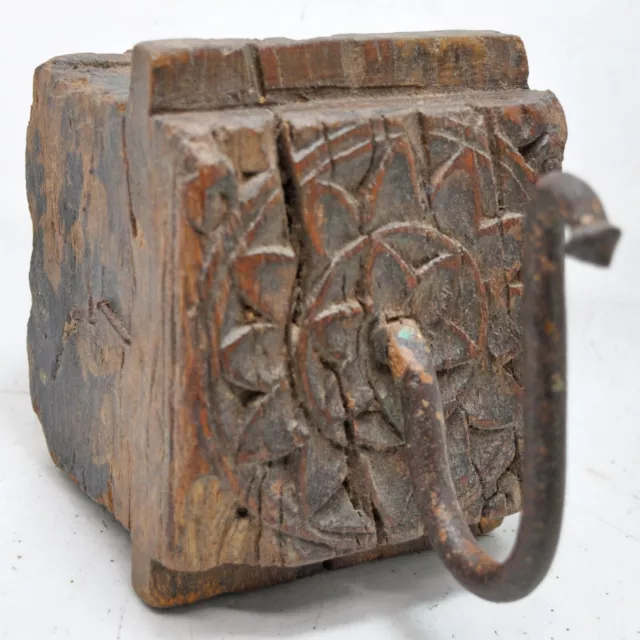 Antique Wooden Wall Hanging Hook Hanger Original Old Hand Crafted Carved