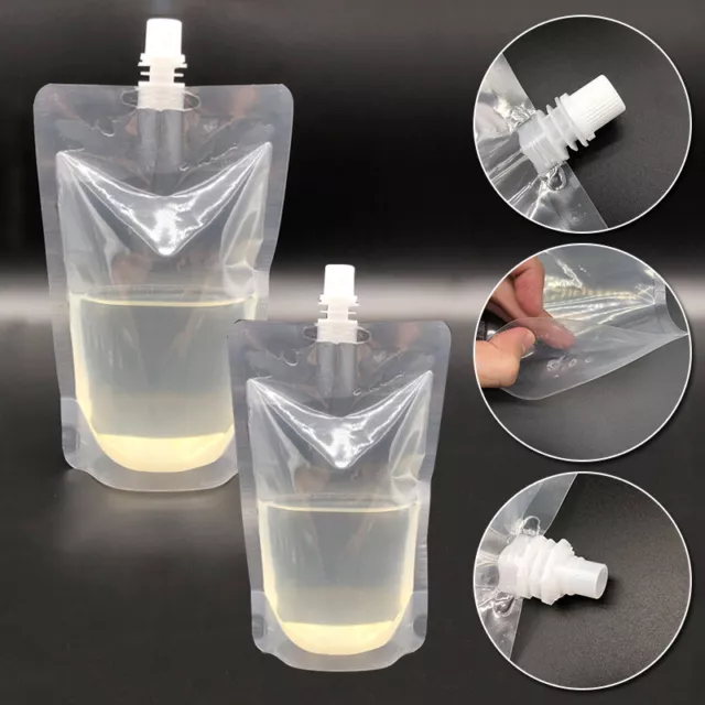 10pcs Travel Transparent Plastic Beverage Packaging Bag Milk Juice Drink Pouch