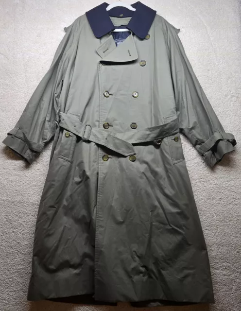 Mens Burberry London Belted Trench Coat Size L Military Green Size 44 Regular