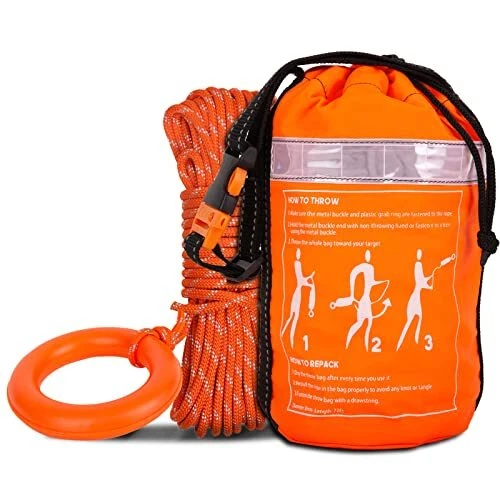 Rosefray Throw Bag for Water Rescue with 70ft Reflective Throw Rope, Throwabl...