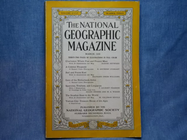 Vintage National Geographic - March 1939 - Vol: 75 - No: 3