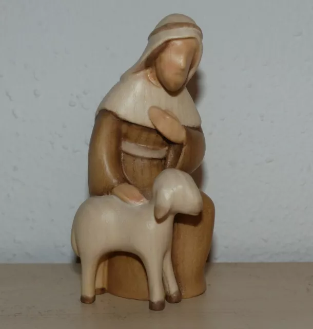 NEU Krippenfigur Fides Krippe - Hirt mit Schaf - 12cm Holz geschnitzt