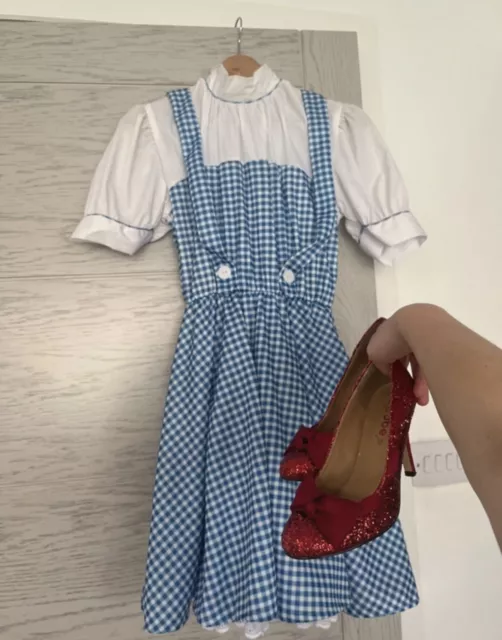 DOROTHY THE WIZARD Of Oz Fancy Dress Costume & Ruby Slippers Red Shoes ...