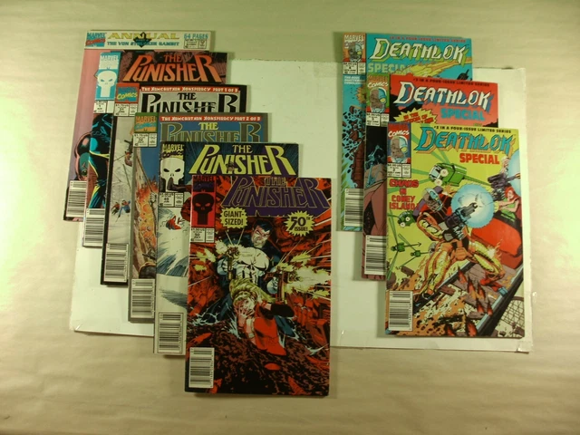 Lot of 9 Marvel Comics The Punisher and Deathlok 1991 (FN/VF)