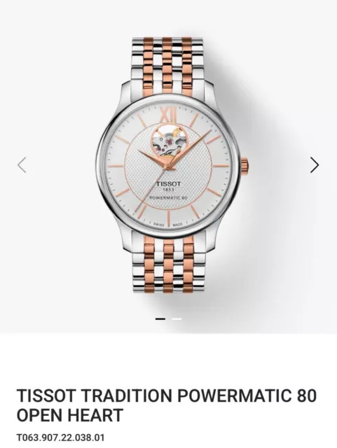 TISSOT TRADITION OPEN Heart Men s Watch Powermatic 80 BNIB 685