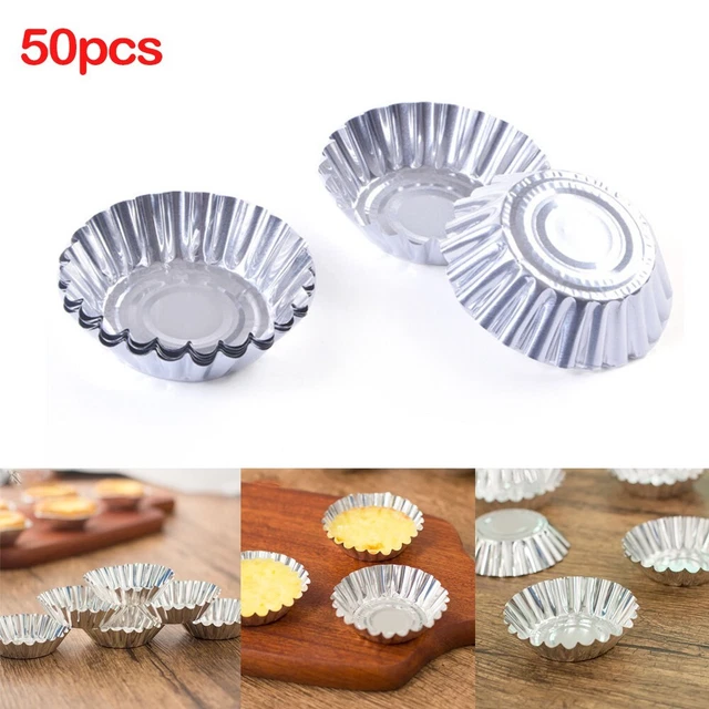 Moule Mini Tartelette Lot De 25 Moules à Tartelettes En Alliage D'aluminium, De Forme Ronde, Réutilisables, Pour Cupcakes, Mini-tartes, Muffins, Gâteaux, Biscuits ( Argent Moule Mini Cake