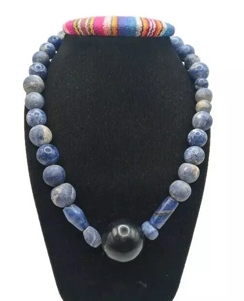 Peruvian Unisex Necklace Handmade Sodalite and Onyx - Natural Stone 2