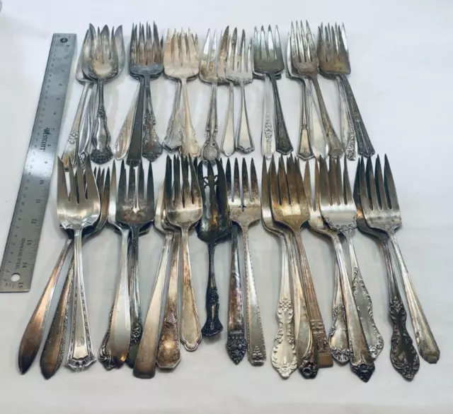 Lot of 40 Assorted Vintage Silverplate Serving Forks - Lot#152