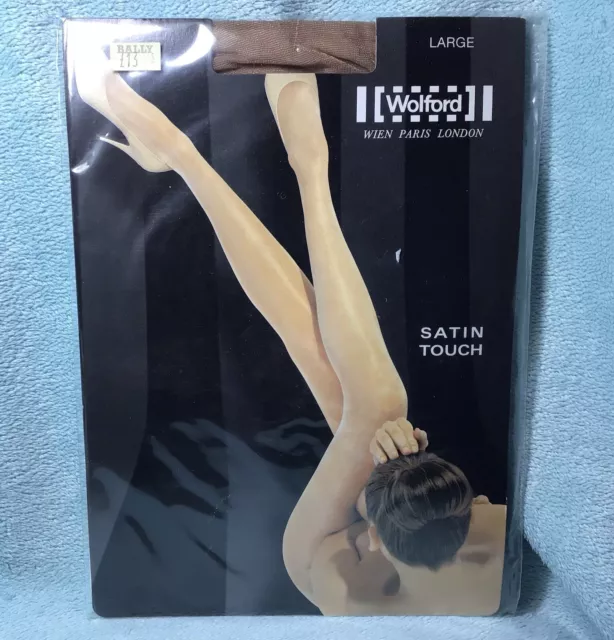 Vtg Wolford Satin Touch 15 Denier Appearance Satin Sheen Tights Large Caramel