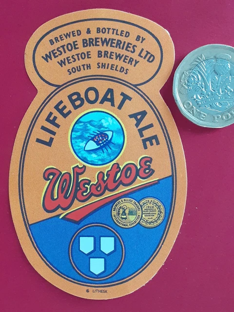 Altes britisches Bier-/Getränkeetikett: Westoe Rettungsboot, South Shields