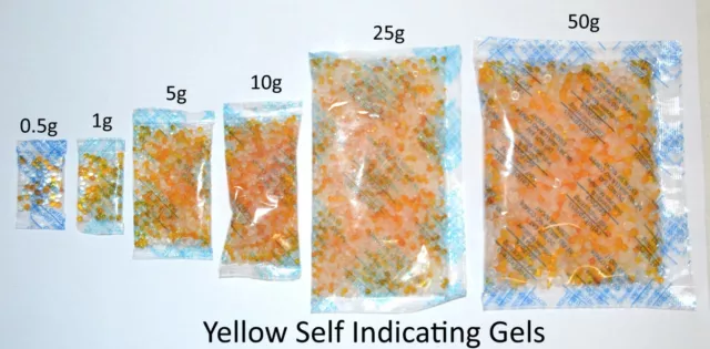 Yellow SELF INDICATING - Silica Gel Desiccant Sachets - Moisture Absorber