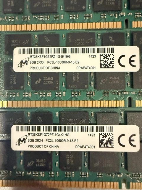 Barrette Mémoire Micron 8GB (2Rx4) PC3L-10600R - DDR3L Pour Serveur IBM FRU 49Y1413