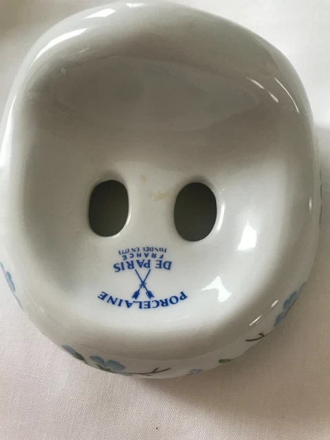 Vintage Porcelaine De Paris France Wall Mount Ceramic Soap Dish Blue Flowers
