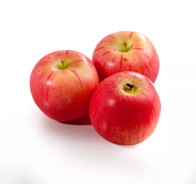 3 Grandes Mejores Artificiales Rojo Manzanas Decorativo Plástico Tazón Fruta Realista Nuevo