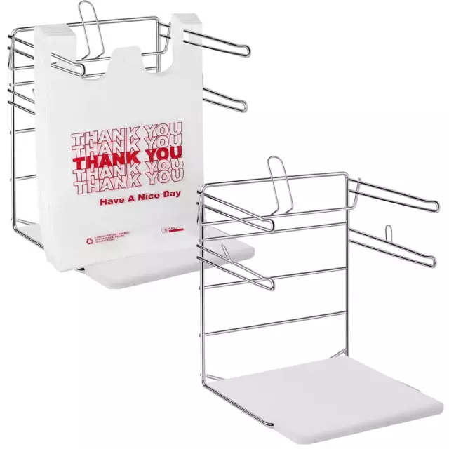 2 Pcs Plastic Grocery Bag Holder Bag T Shirt Bag Rack Shopping Bag Stand Fits 11