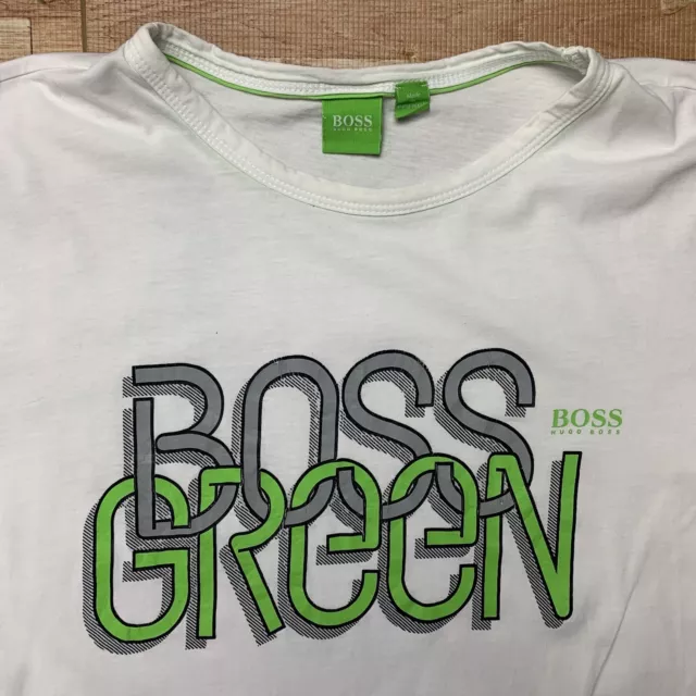 Hugo Boss Green Label Shirt White Men's Size XL Logo Crew-Neck Short Sleeve