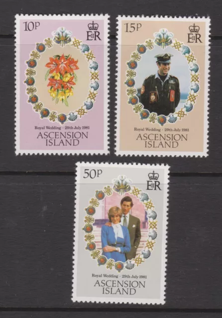 1981 Royal Wedding Charles & Diana MNH Stamp Set Ascension Island SG 302-304