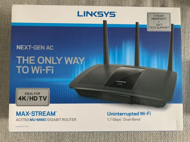 Linksys EA7300 Max-Stream: AC1750 Dual-Band Wi-Fi Router, Gigabit Ethernet Ports