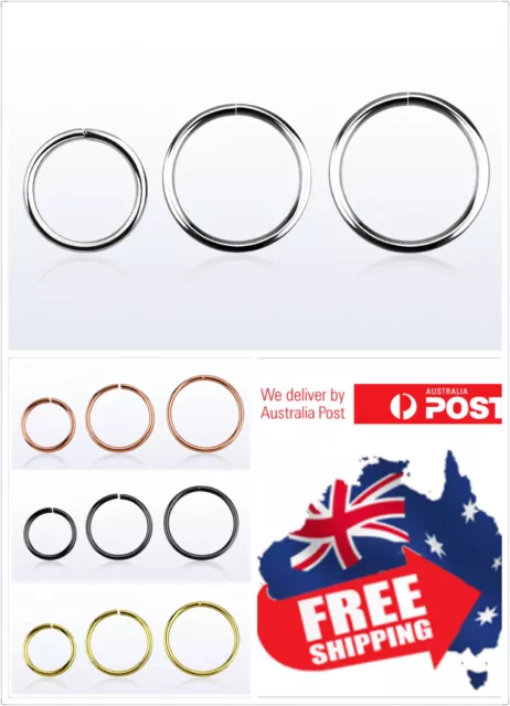 925 Sterling Silver Seamless Hoop Ring 22g 20g 18g 16g Nose Ear Lip Piercing 1pc