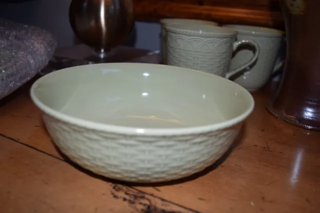 MIKASA Country Manor SAGE Green Basket Weave Coupe Soup Bowl 7.25"