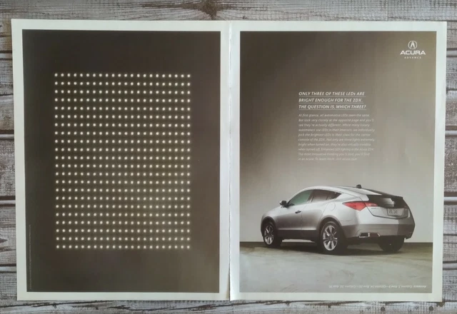 2004 Gray Acura ZDX Sport Sedan Wall of LED Lights Photo Vintage Car Print Ad