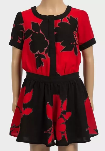 Ragazze Floreale Tutina Ragazze Rosso/Nero Estivo Tutina Età 4-10 Anni