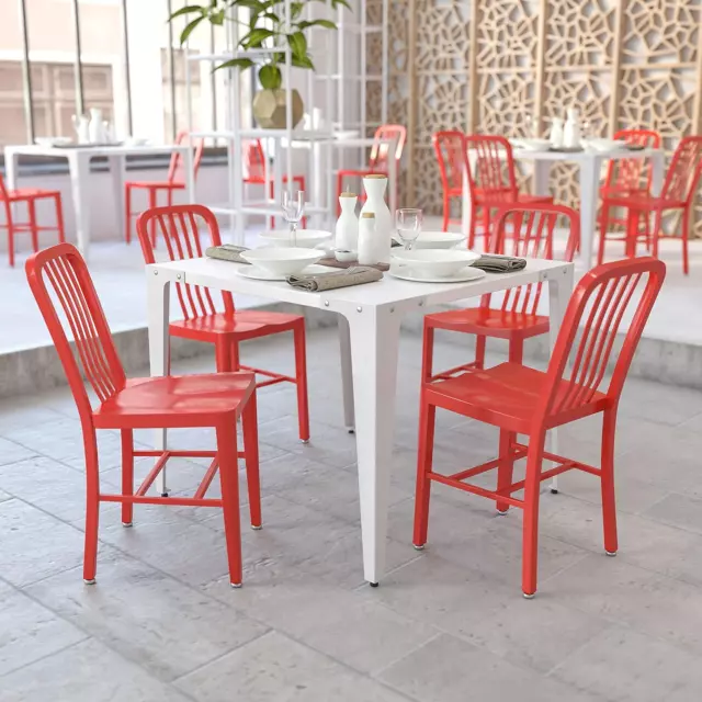 Flash Furniture Gael Commercial Grade 2 Pack Red Metal Indoor-Outdoor Chair