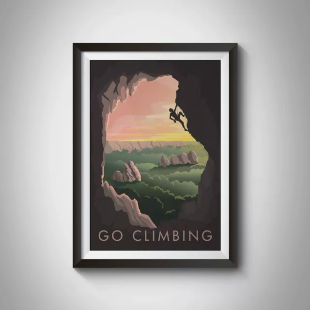 Go Climbing Travel Poster - Framed - Vintage - Bucket List Prints