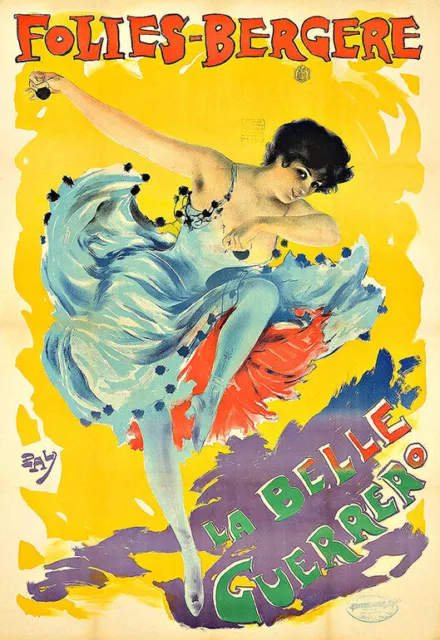 Theater Folies Bergère La Belle Guerrero französische Revue Show Mädchen Posterdruck
