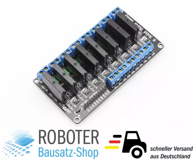 8 Kanal Solid State Relais Modul 5V/230VAC Low Level Arduino, Raspberry, AVR