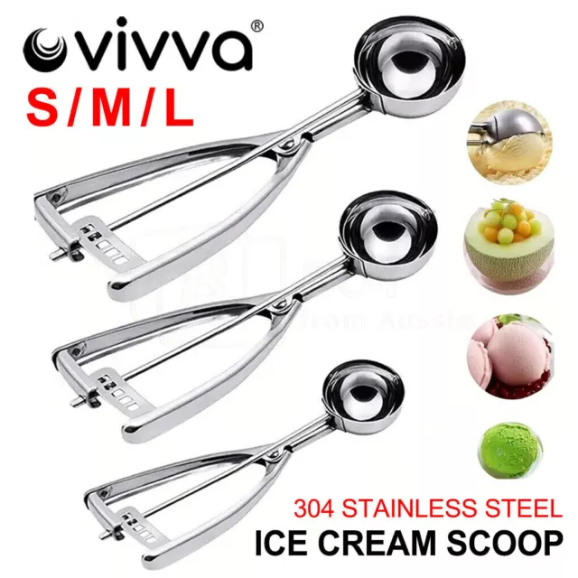 3x Stainless Steel Ice Cream Scoop 4 5 6cm Cookie Mash Muffin Spoon Kitchen  Ball