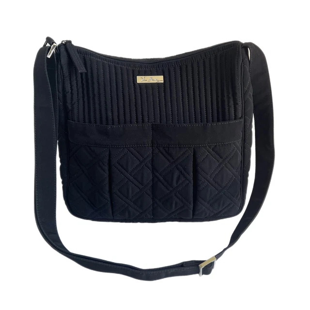 Vera Bradley Hipster Microfiber Classic Black Crossbody Quilted Bag Vera Bradley Hipster Microfiber Classic Black Crossbody Quilted Bag