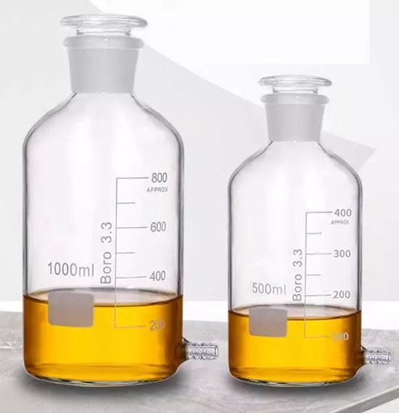Lab Supply Borosilicate Glass Reagent Bottle 125ml-5000ml with Side Nozzle