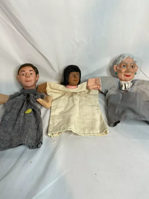 Vintage Mr. Rogers Neighborhood Hand Puppets Set Of 3 PBS Theatre 10 1/2” EXC