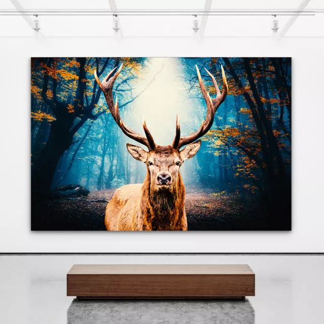 Leinwand Bild Xxl Abstrakt Hirsch Natur Deko Wandbild Kunstdruck Bilder