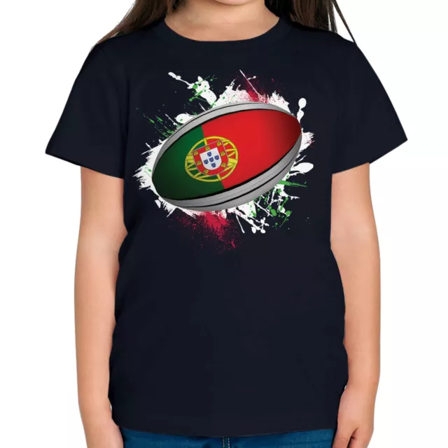 Portugal Rugby Ball Splatter Kids T-Shirt Tee Top Gift World Cup Sport