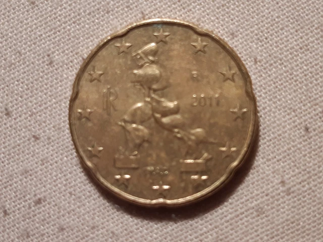 PIÈCE DE 20 centimes d’euros RARE Italie 2011 L’homme En Mouvement. EUR
