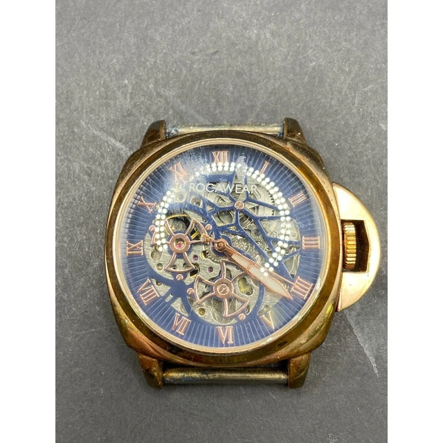 Rocawear RM7641 Automatic Skeleton Mens Quartz Watch Gold Tone Blue Dial Works Rocawear Stainless Steel Case Analog Wristwatches | eBay main image 3