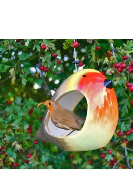 16cm Wildlife World Ceramic Robin Bird Feeder