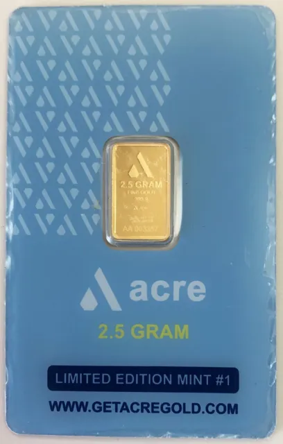 Pamp Acre Gold Swiss 2.5 Grams .9999 Fine Bar Sealed In Assay Coa Card