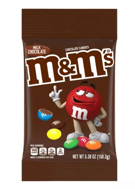 MMs Plain Milk Chocolate Peg Bag 5.03oz (12-Box)