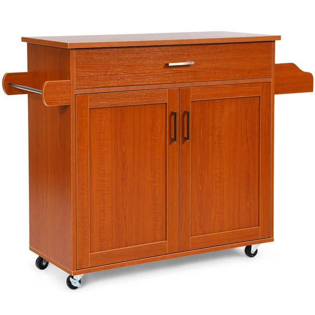 GIANTEX KITCHEN ISLAND Cart with Storage on Wheels, Spice Rack